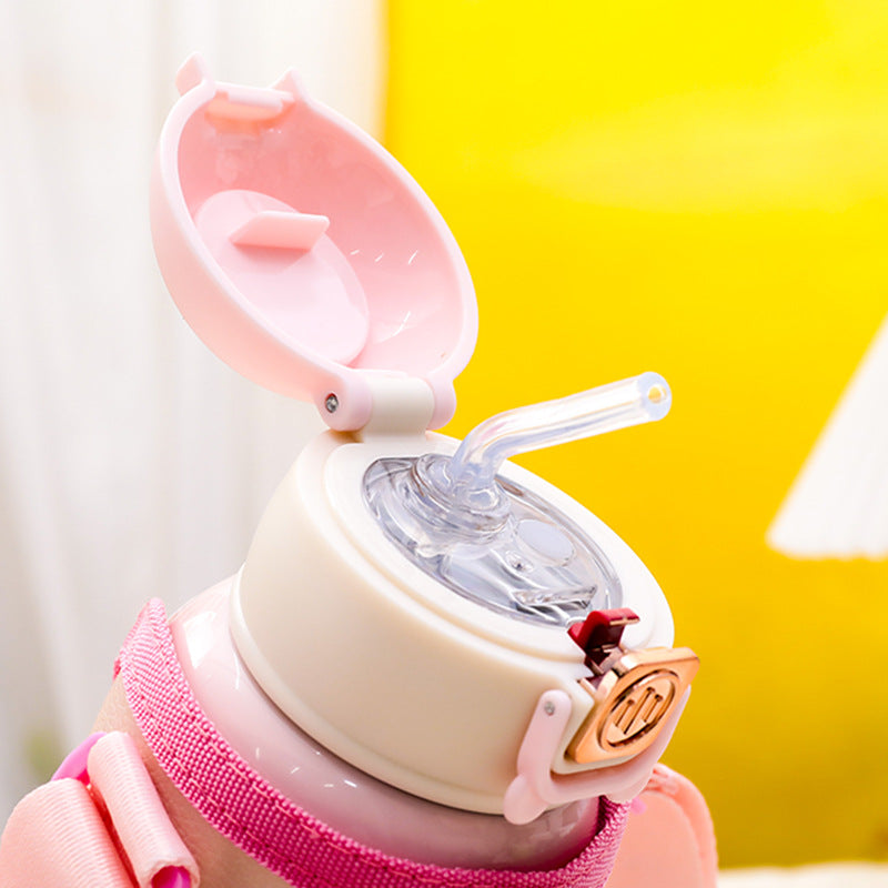 Damen Isolierte Trinkflasche mit niedlichem Tierdesign und praktischem Tragegurt Karnz