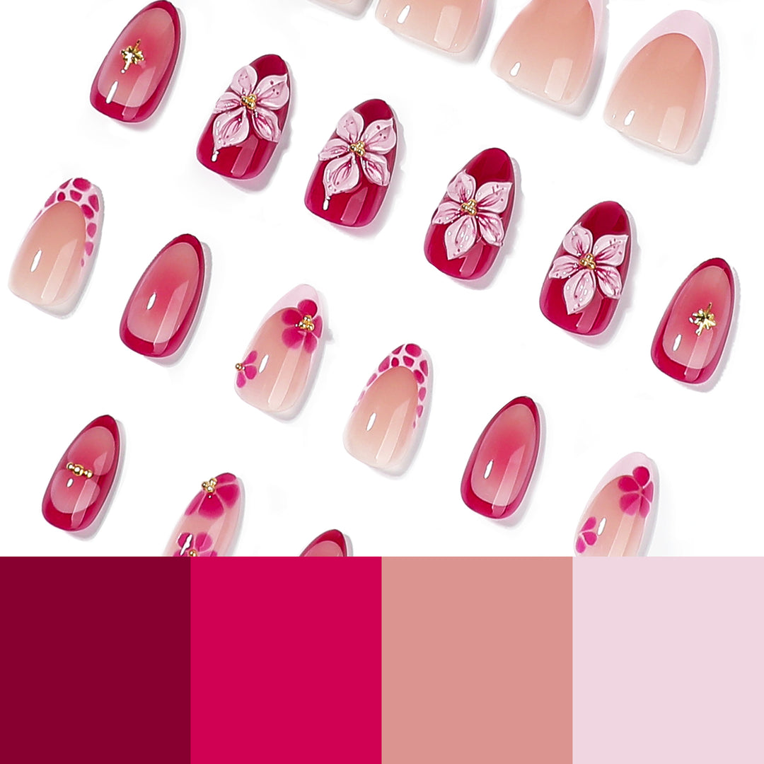 Künstliche Nagelkunst mit Blumendesign Karnz