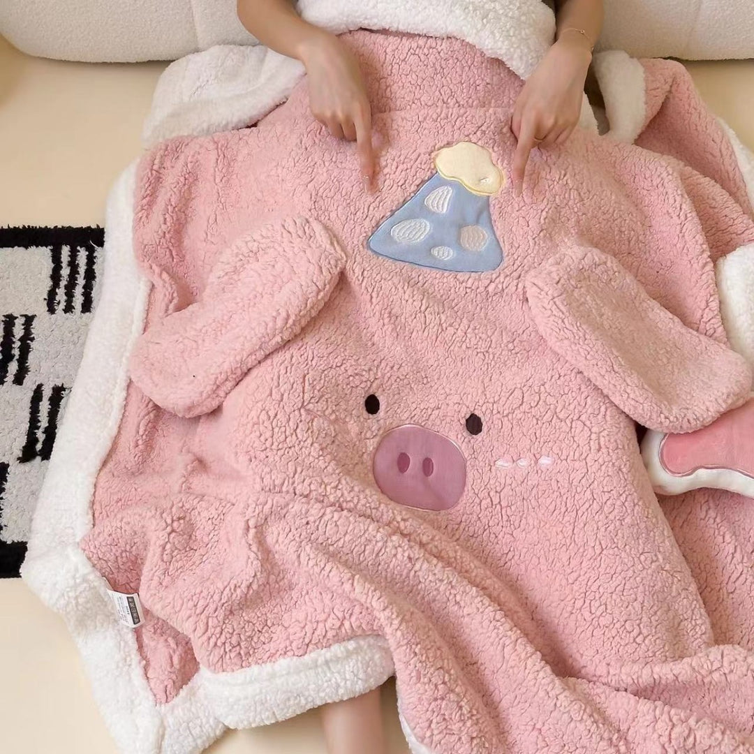 Kuschelige Sherpa-Kinderdecke mit appliziertem Wolkenmotiv und Teddy-Futter