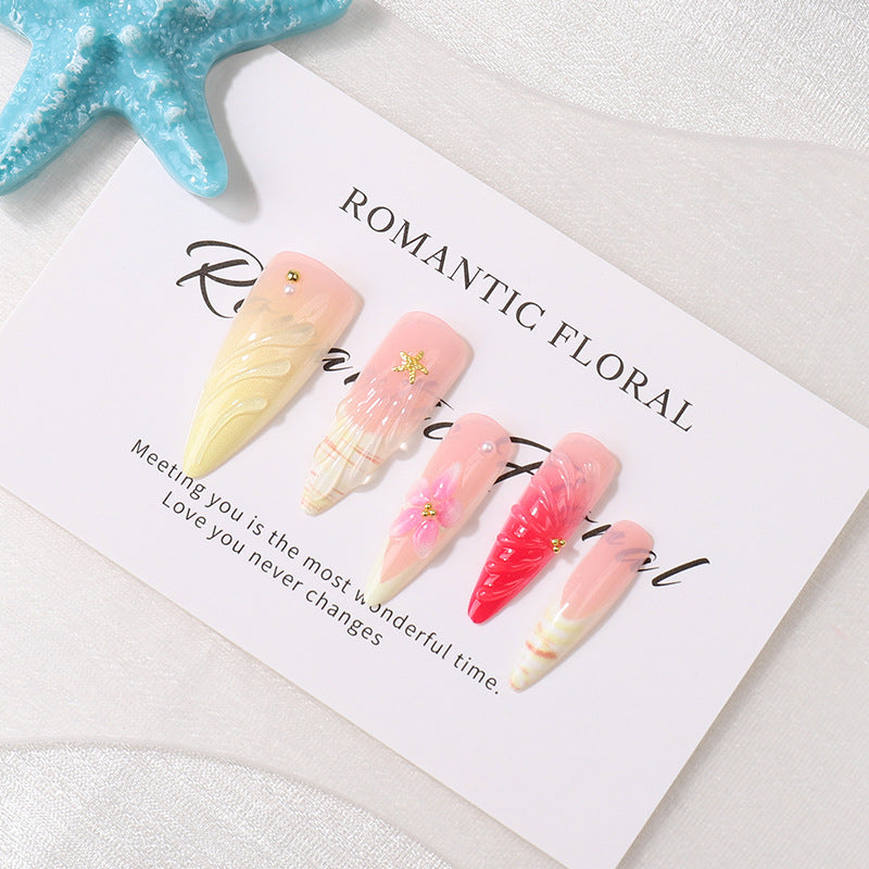 Romantisches Blumen Press-On Nagelspitzen Kunstset Karnz