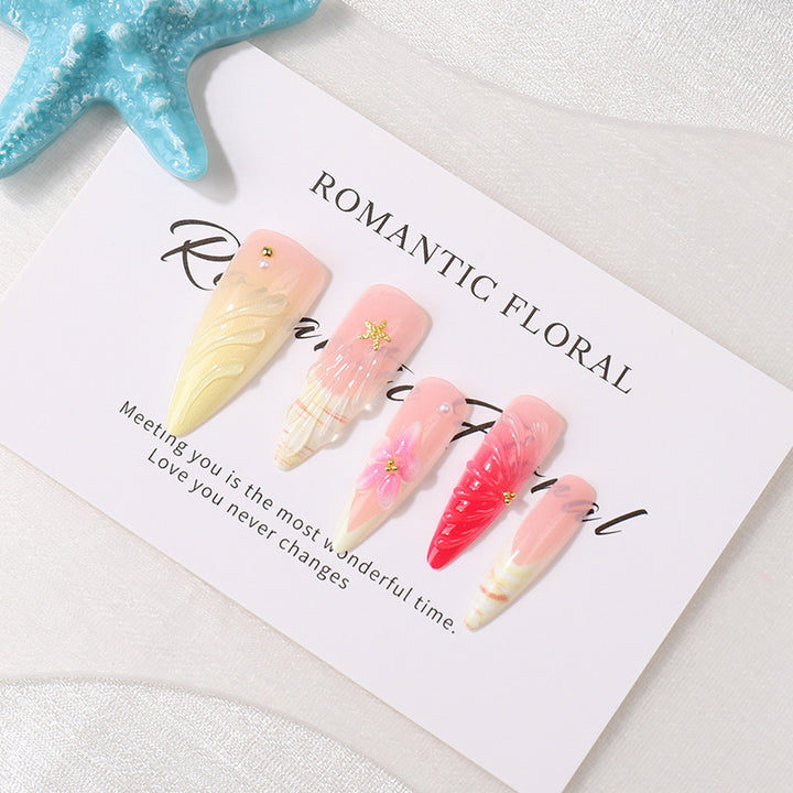 Romantisches Blumen Press-On Nagelspitzen Kunstset Karnz