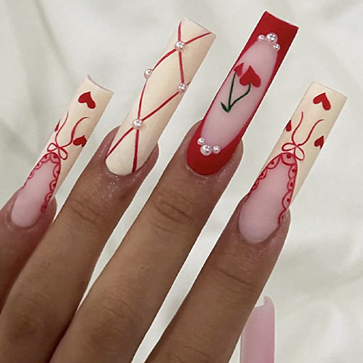 Herz-Themen Press-On Nagelkunst Set Karnz