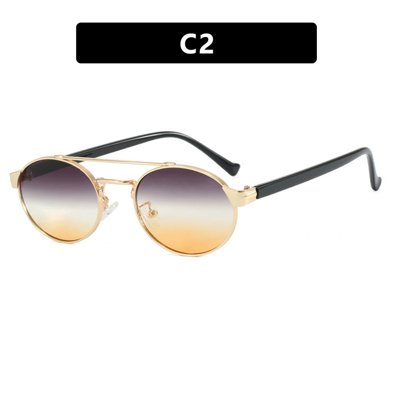 Damen modische Sonnenbrille im stilvollen runden Design mit goldenen Akzenten Karnz