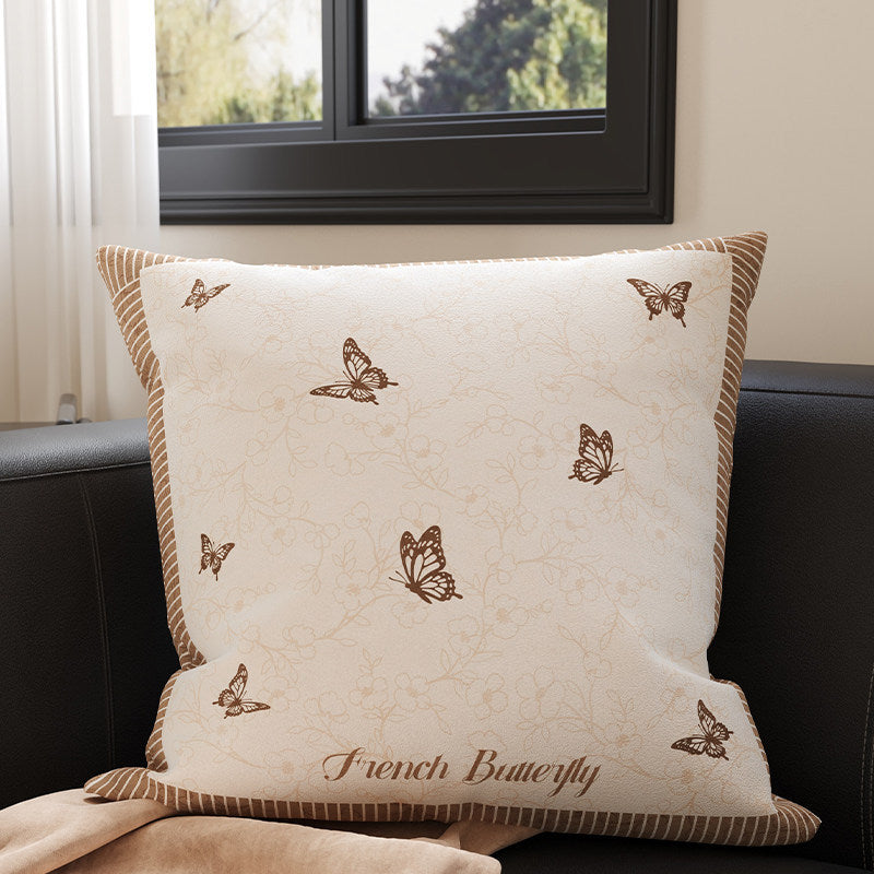 Velvet Bamboo Leaf Square Throw Pillow Cover with Hidden Zipper