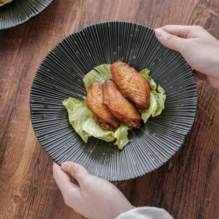 Handgefertigte japanische Mino Ware Keramische zerknitterte Teller | Karnz
