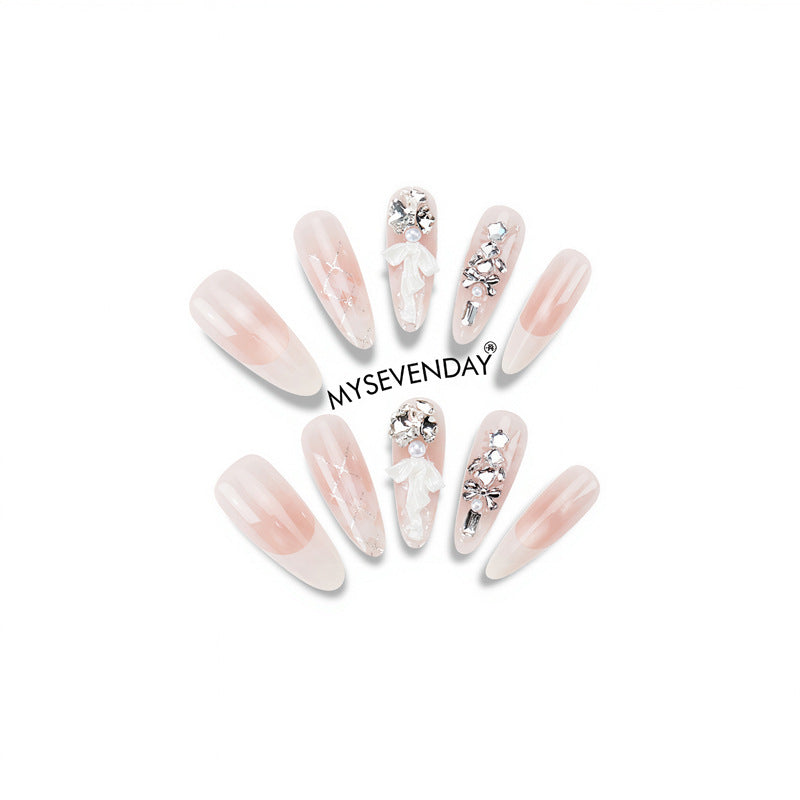 Dekoratives Press-On-Nagelset mit Stern- und Schleifenmotiven Karnz