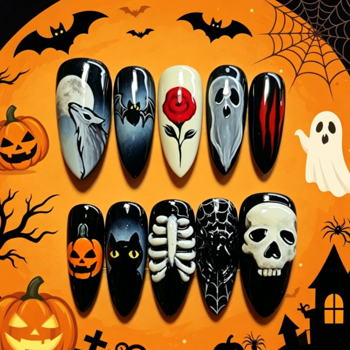 Halloween-Themen Dekorative Press-On Nagel Set Karnz