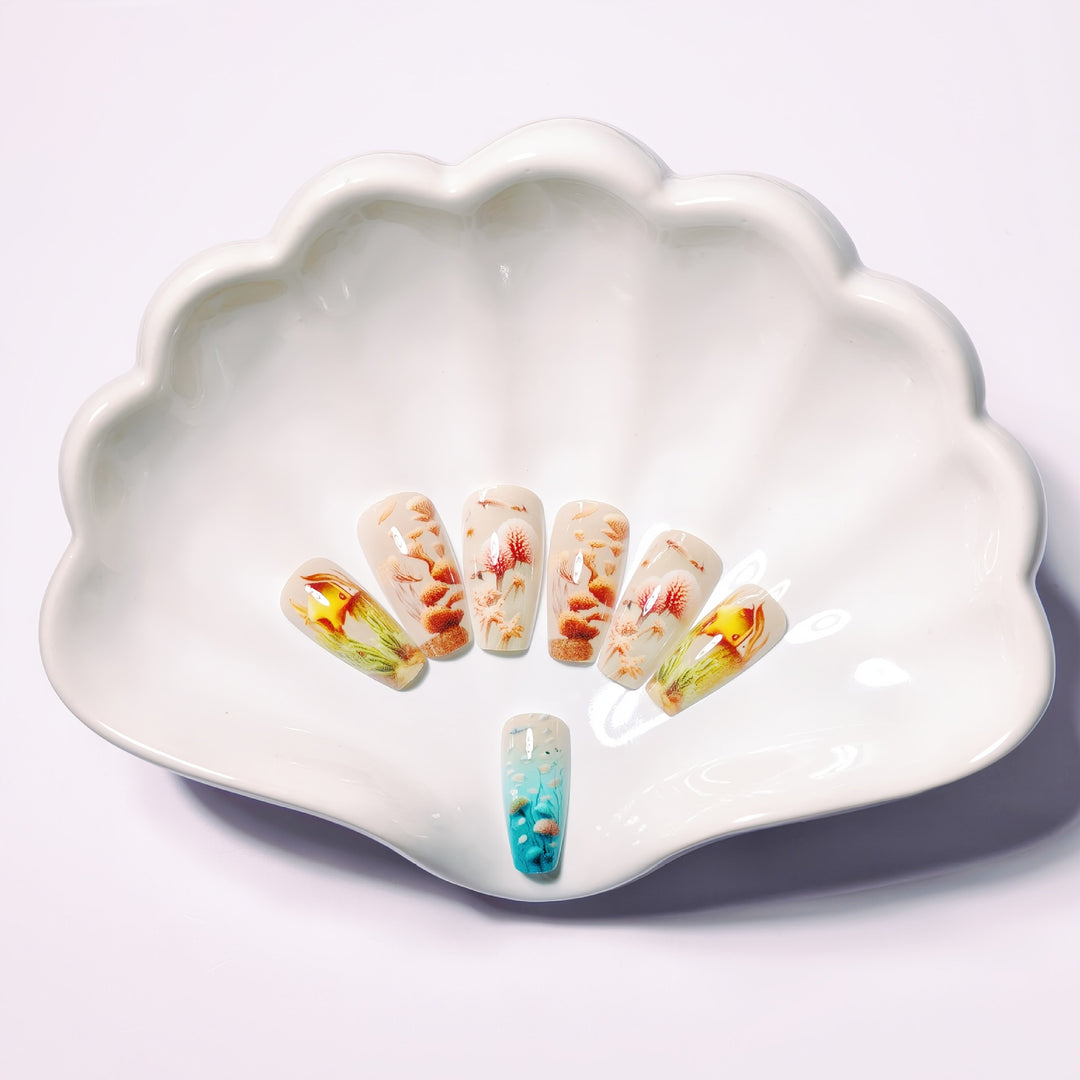 Kunstnägel mit Maritimem Unterwasser-Motiv Karnz