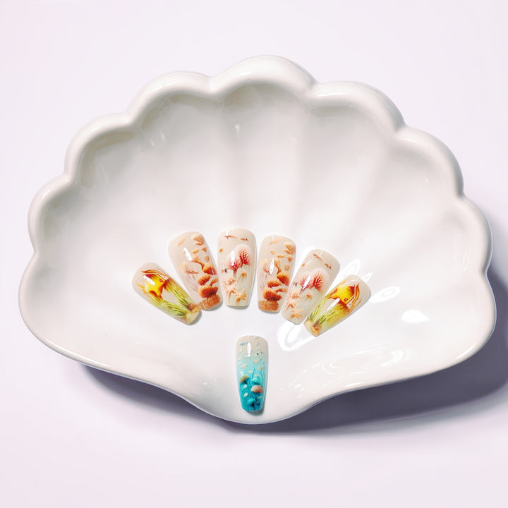 Kunstnägel mit Maritimem Unterwasser-Motiv Karnz