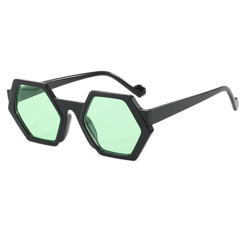 Damen auffällige Sonnenbrille mit hexagonalem Rahmen und komfortablem Sitz Karnz