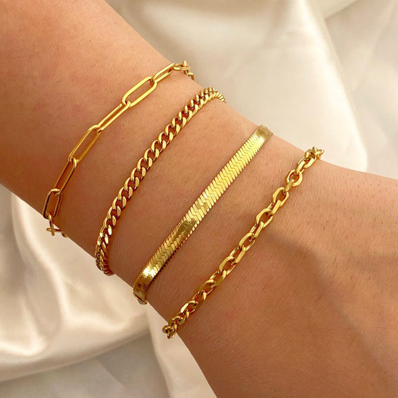 Schichtet Goldkette Armband Set Karnz
