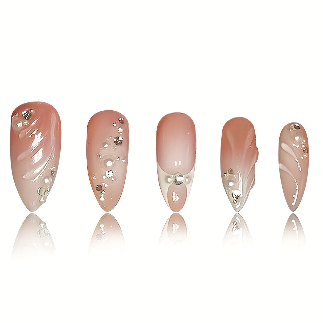 Premium mit Strass verzierte Stiletto Press-On Nägel Karnz