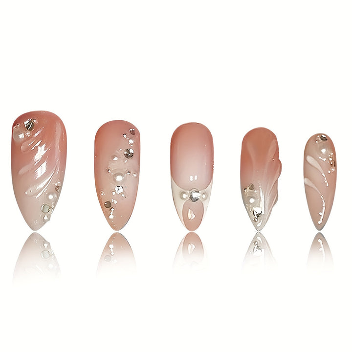 Premium mit Strass verzierte Stiletto Press-On Nägel Karnz