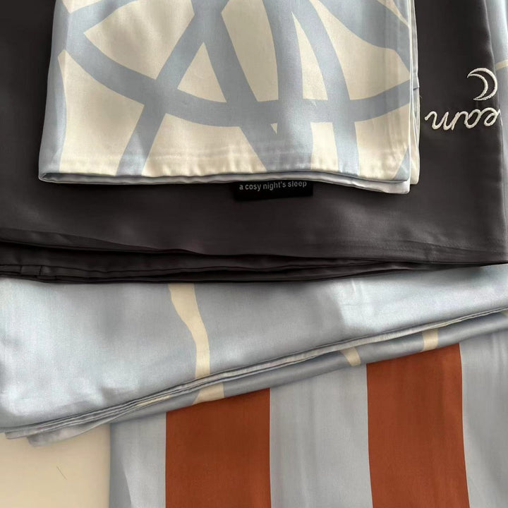 Atmungsaktives Baumwoll-Bettbezug-Set mit Aquarell-Pinselstrich-Muster