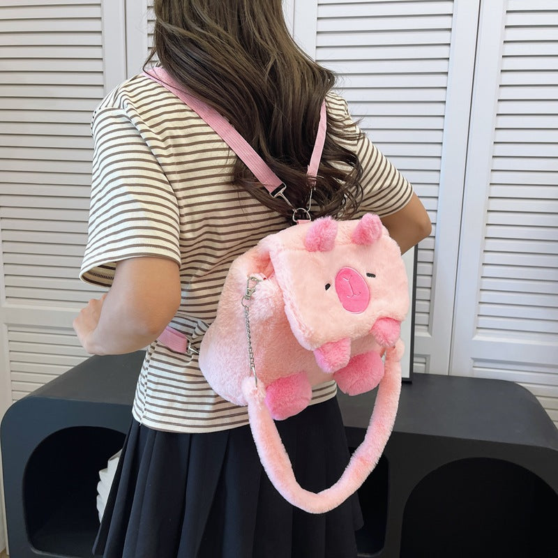 Plüsch Umhängetasche mit Tiermotiv und Schulterriemen Karnz