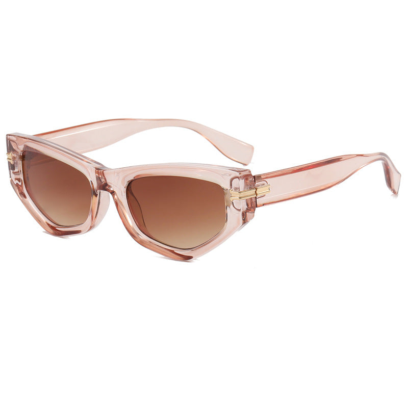 Damen trendige Cat-Eye-Sonnenbrille mit lackiertem Rahmen und akzentuierten Metall-Details Karnz