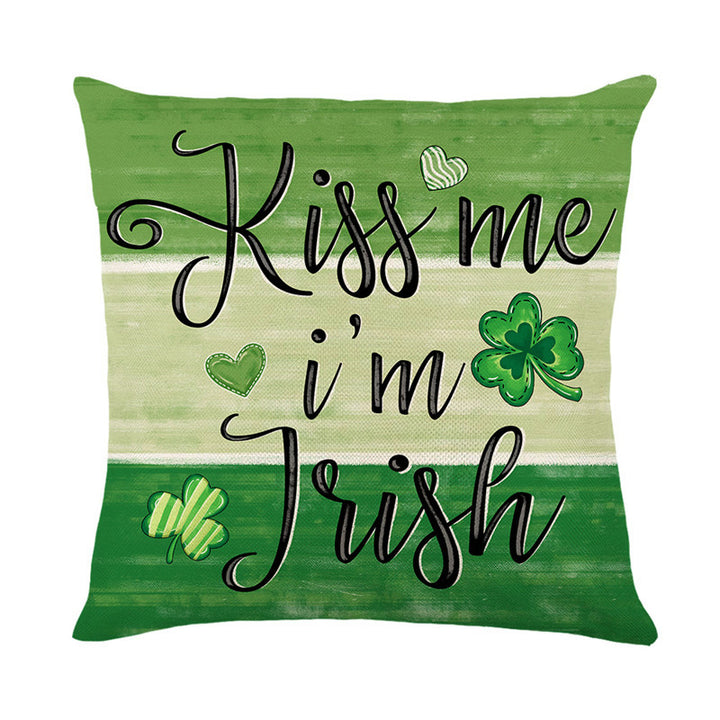 Dekorative Baumwoll-Leinen St. Patrick's Day Quadrat Kissenbezug mit Shamrock-Druck