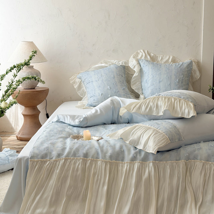 Watercolor Butterfly Ruffled Duvet & Euro Sham Set