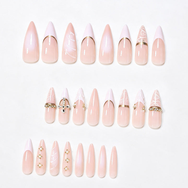 Elegante Stiletto Nagel Kunst Tipps mit Verzierungen Karnz