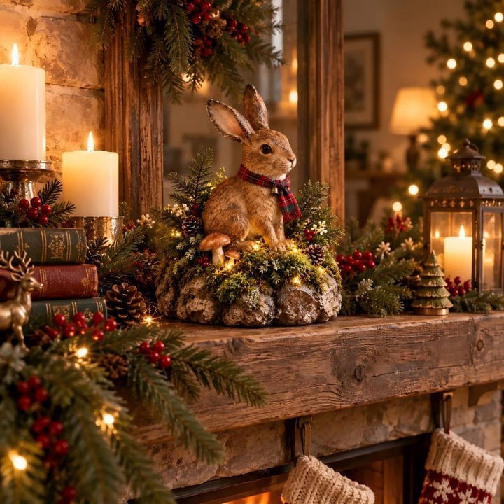 Dekorative Hase mit Weihnachtsmotiv Karnz