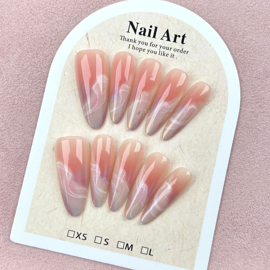 Press-On-Nail-Art-Set mit gradientem Marmor-Design