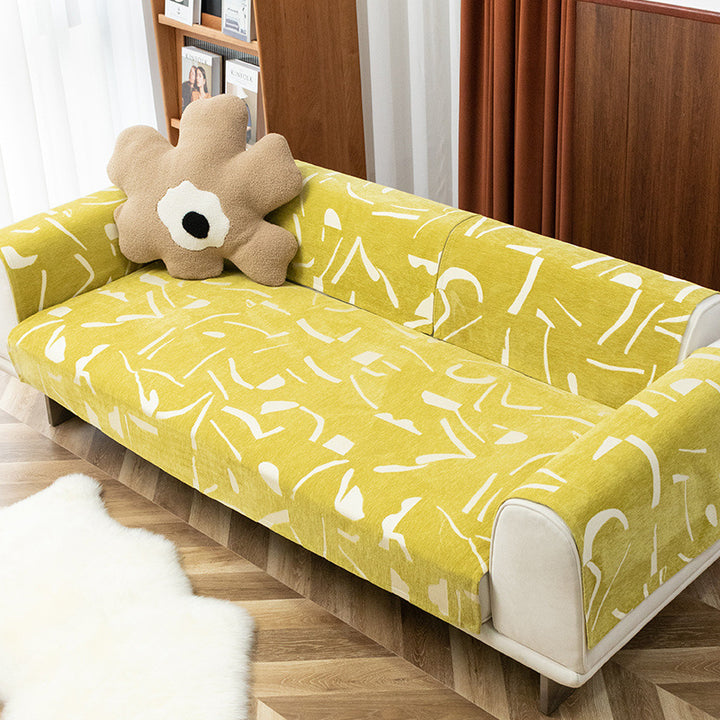Abwischbarer Sofahusse mit abstraktem Grafikprint und elastischem Spannrand