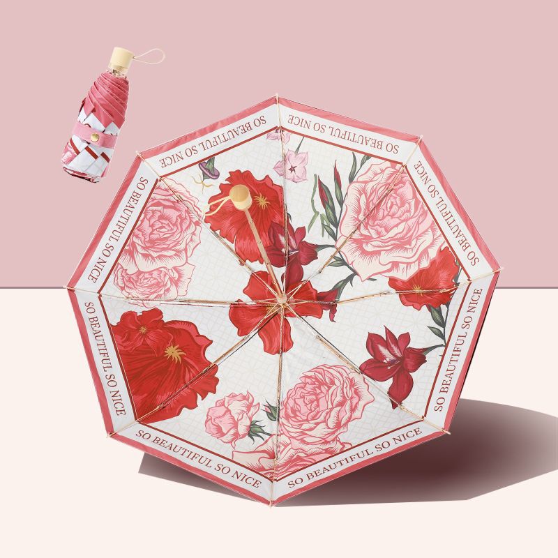 Damen Faltbarer Regenschirm mit floralem Kunstdesign Karnz