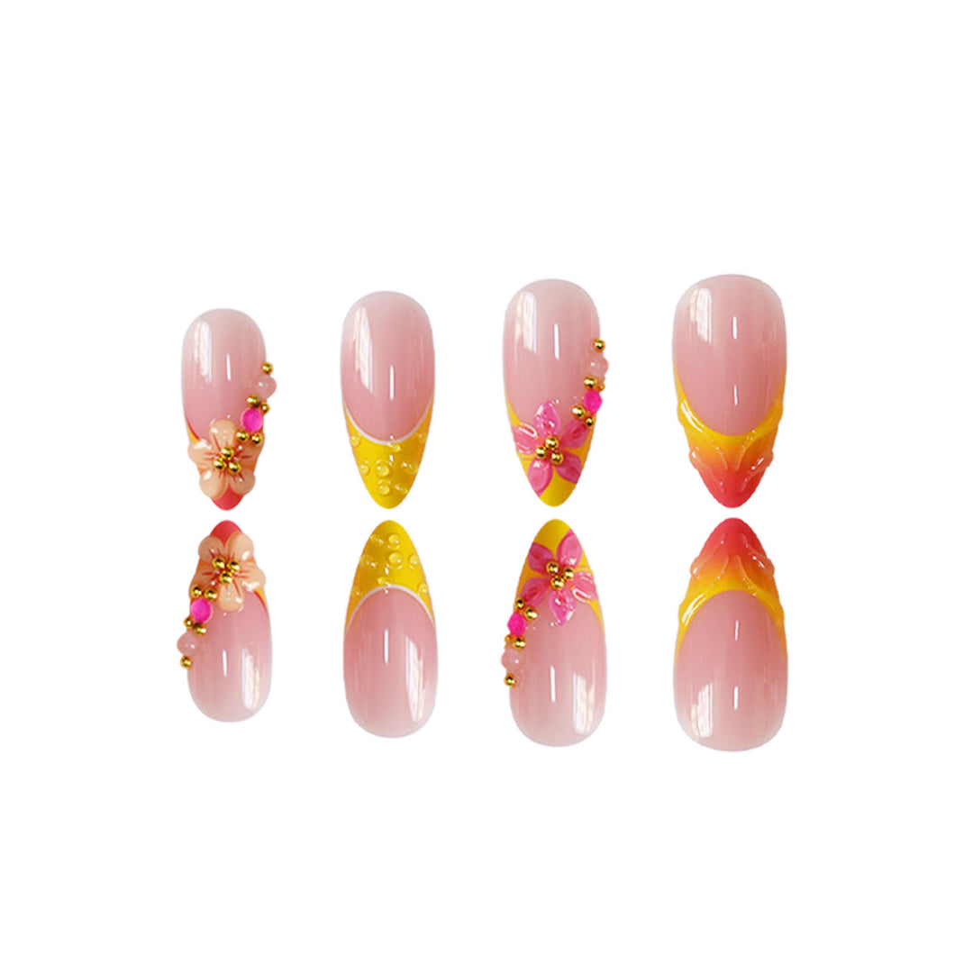 Künstlerisches florales Akzent Press-On Nagelset Karnz