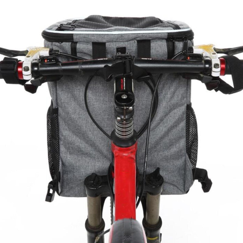 Vorne montierte Haustiertrage Fahrrad-Tasche mit sicherer Leine Atmungsaktives Mesh Gepolsterter Boden Reflektierender Rand Karnz