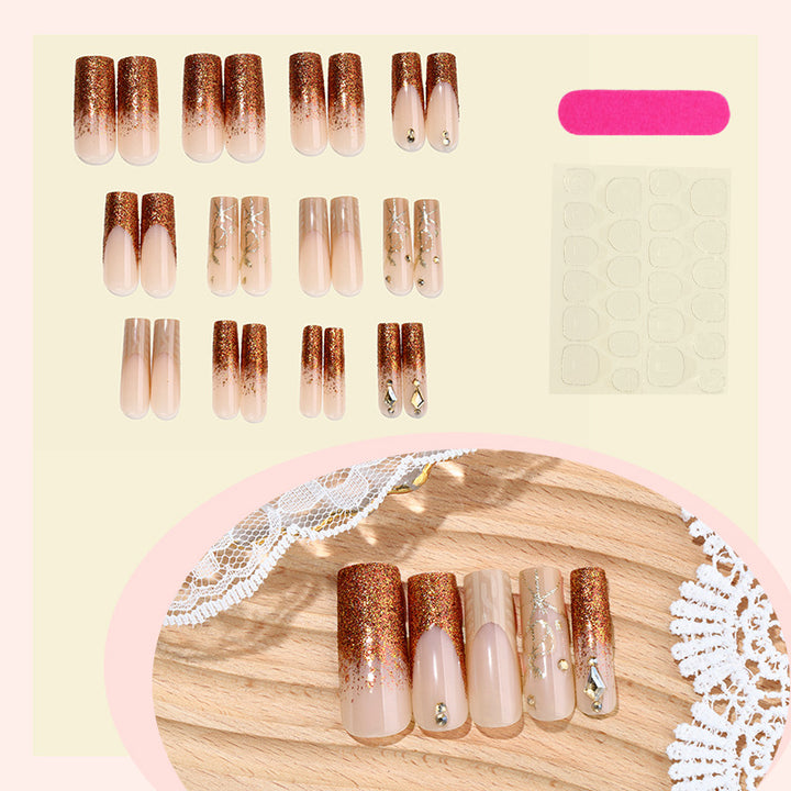 Glamouröse Glitter-Gradient-Press-On-Nägel Karnz