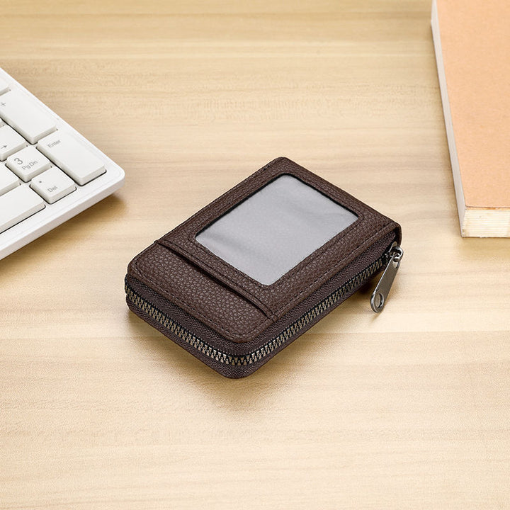 RFID-blockierende strukturierte Leder-Reißverschluss-Kartenhalter Karnz