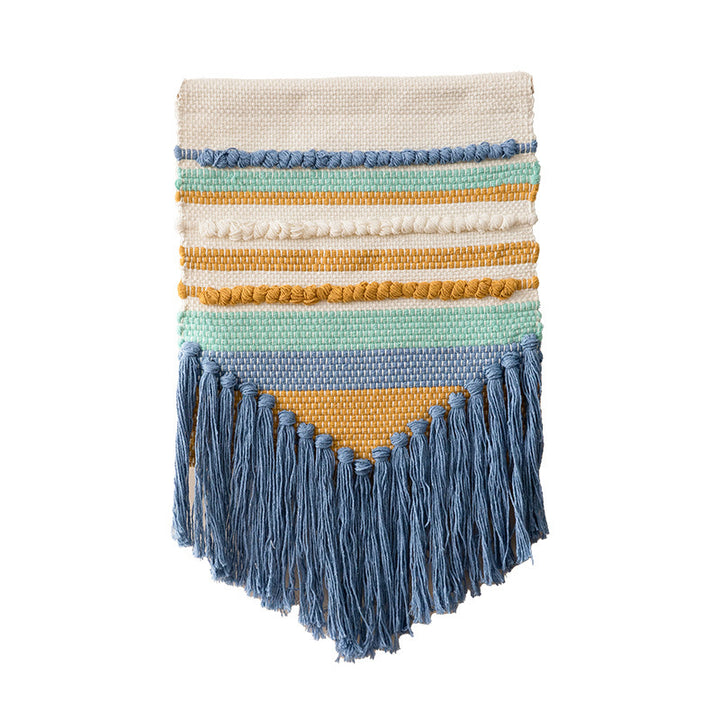 Boho-Wandbehang Makramee mit handgeknüpften Fransen und gewebten Zopfmustern Karnz