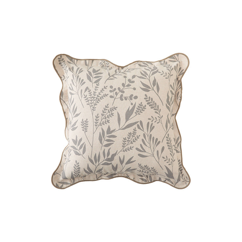 Quadratischer Zierkissenbezug mit gewellter Kante und botanischem Print Karnz