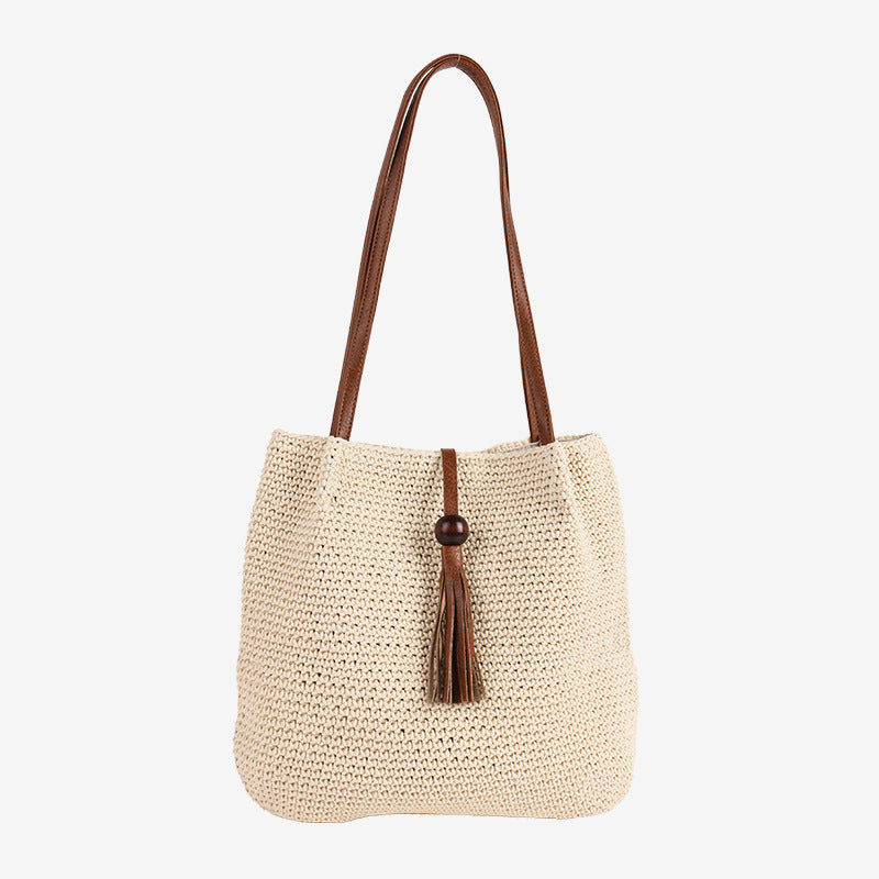 Damen Handgefertigte Shopper Tasche mit dekorativem Quastendetail Karnz