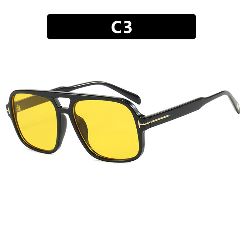 Damen trendige Sonnenbrille mit quadratischem Rahmen und polarisierenden gelben Gläsern Karnz