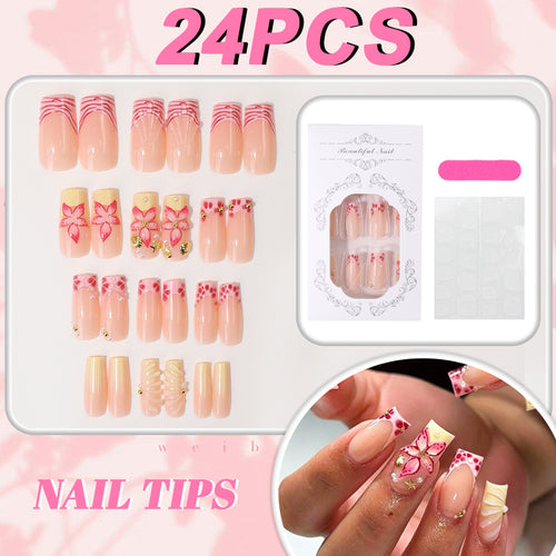 Blumen Design Press-On Nagel Tipps Karnz