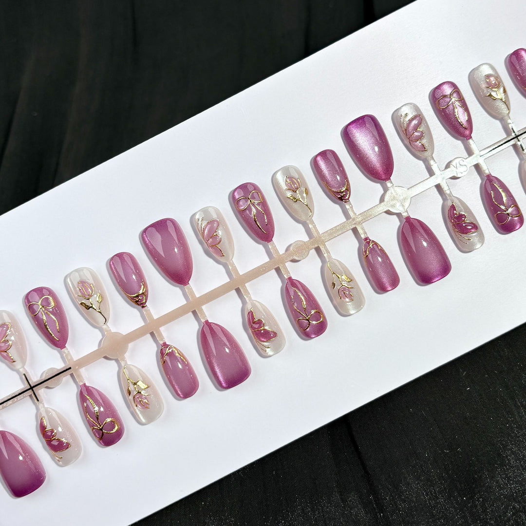 Elegantes florales Design Press-On-Nagelset
