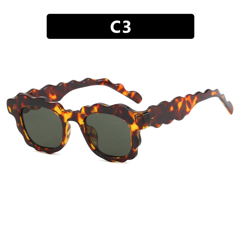 Damen modische Sonnenbrille mit gewelltem Rahmen Karnz