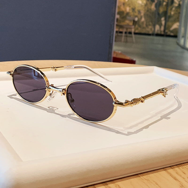 Damen modische Brille mit elegantem Metallgestell und leicht gefärbten Gläsern Karnz