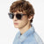 Damen Designer-Sonnenbrille mit quadratischem Rahmen und braunen Gläsern Karnz