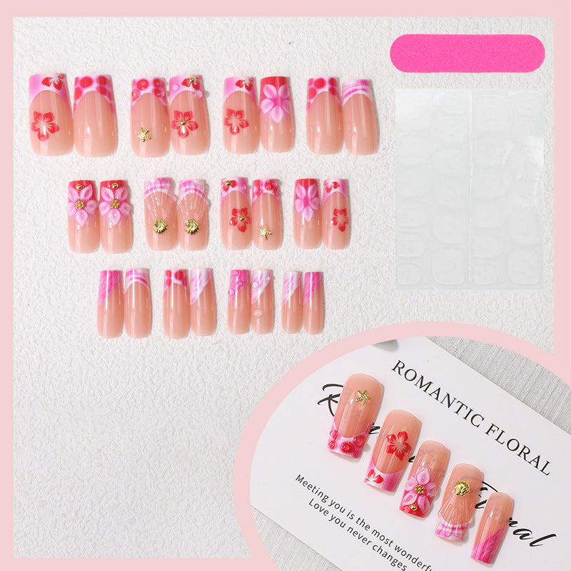 Romantisches florales Press-On-Nageldesign Karnz