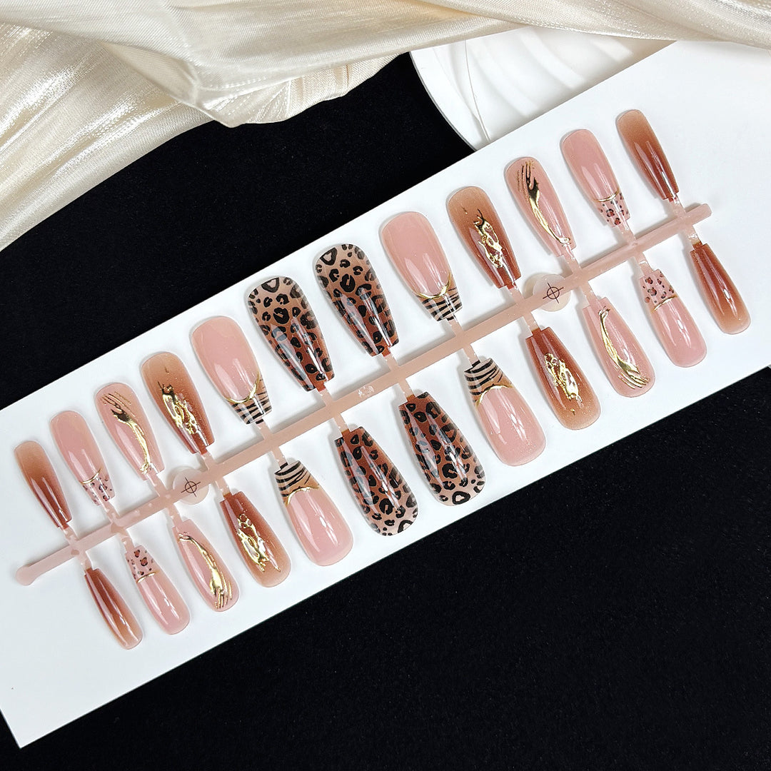 Premium Leopard Design Press-On Nails Karnz