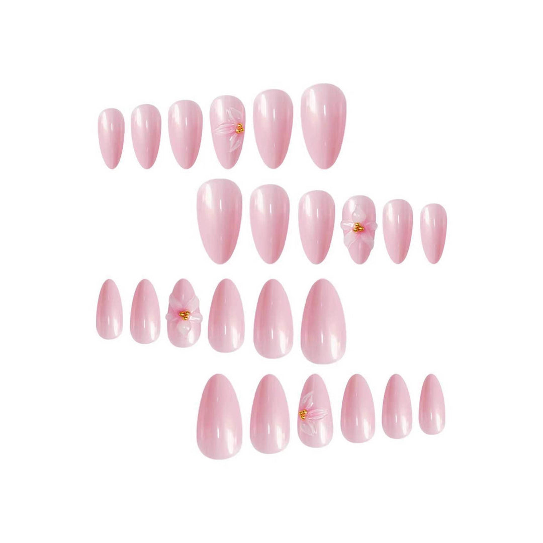 Blumenverzierte Stiletto Press-On Nagelkunst Karnz