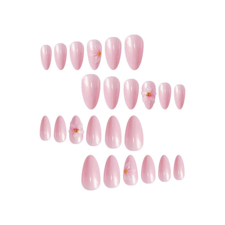 Blumenverzierte Stiletto Press-On Nagelkunst Karnz