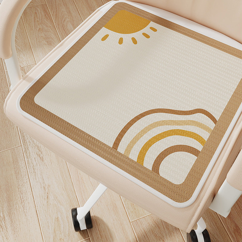 Breathable Non-Slip Decorative Seat Cushion Pad for Office Chair with Sun and Rainbow Print