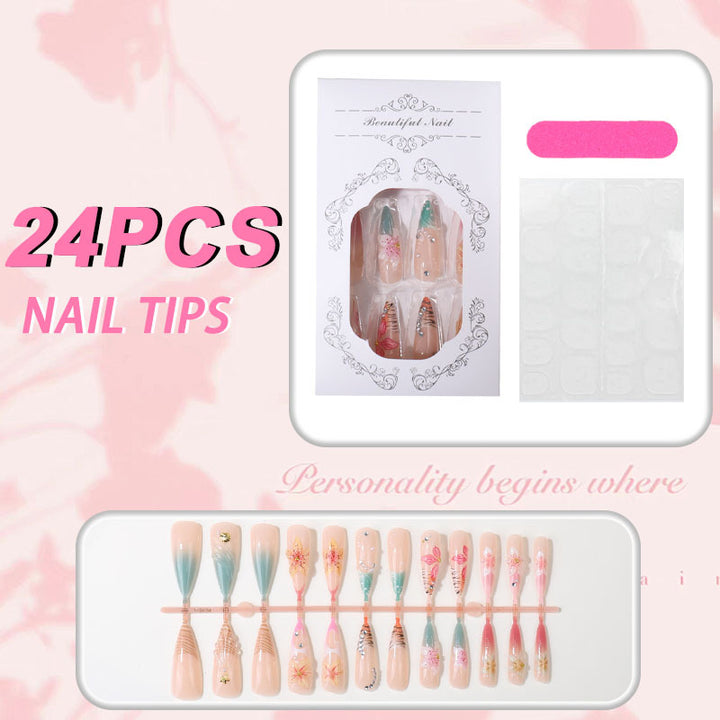 Künstlerisches florales Design Press-On Nagelspitzen Set Karnz