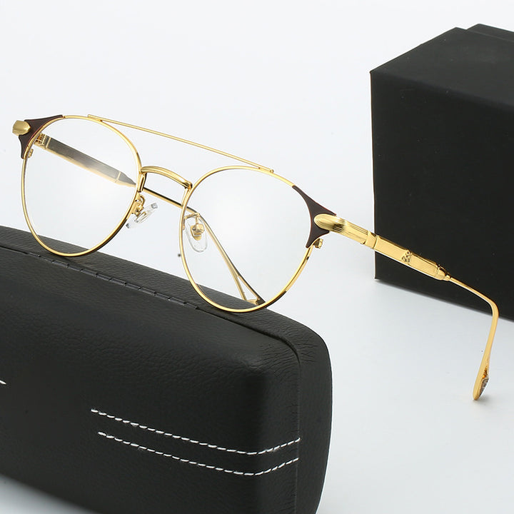 Damen runde Vintage-Sonnenbrille mit hochwertigem Metallrahmen und robustem Design Karnz