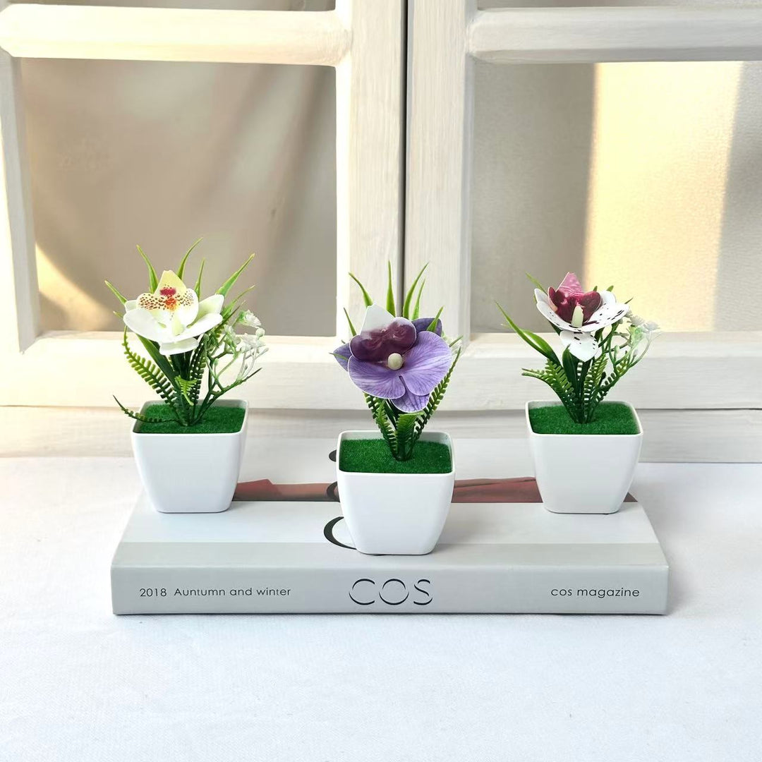Kleine Topfpflanze Künstliche Orchideenarrangement
