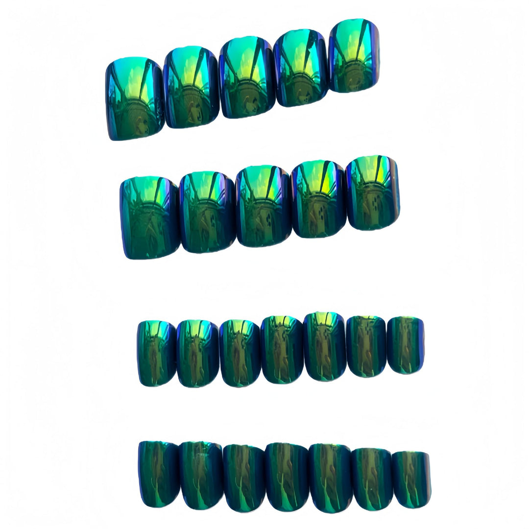 Iridescent Marmor Effekt Press-On Nägel Karnz
