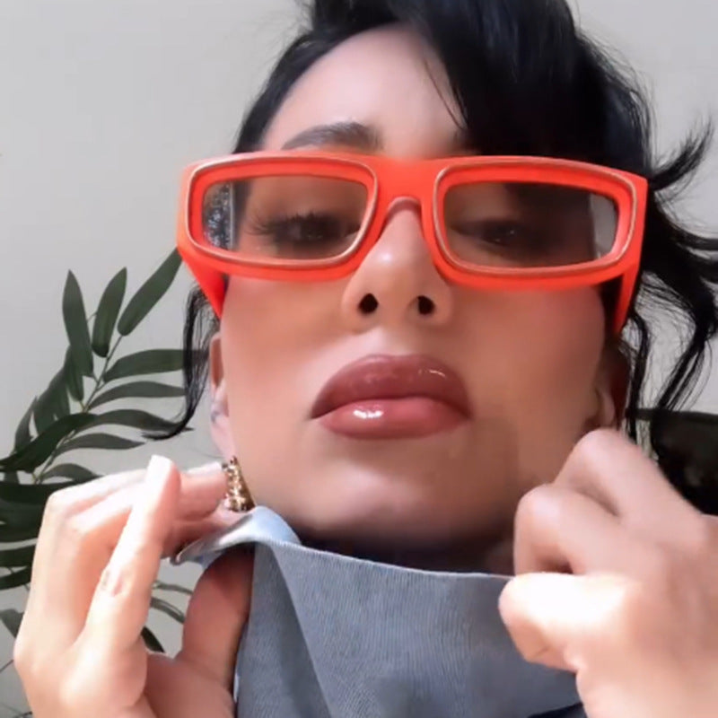 Damen trendige rechteckige Sonnenbrille mit elegantem Farbenspiel Karnz